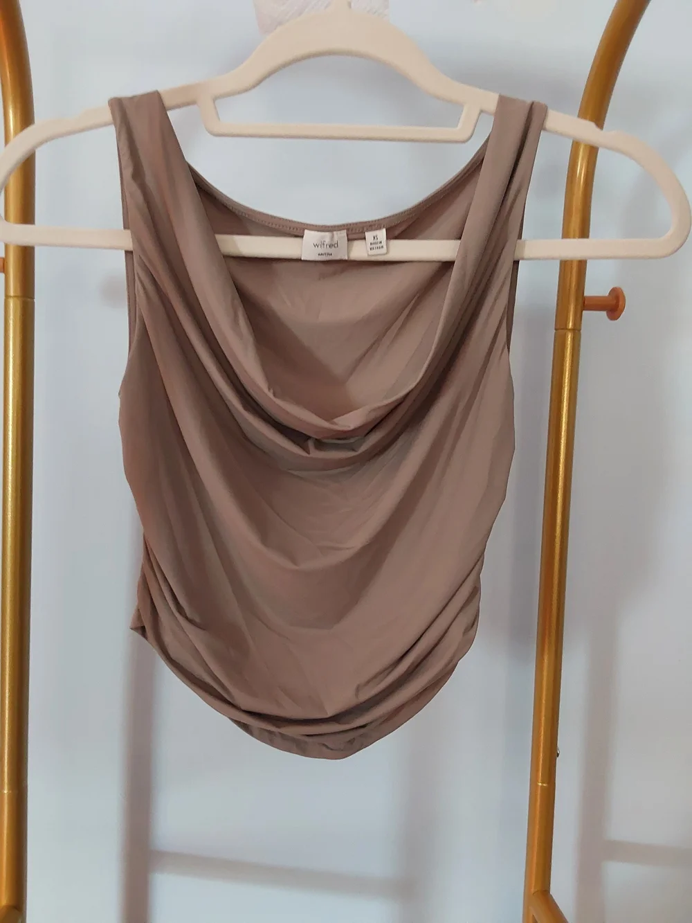 Wilfred Taupe Draped Cowl-Neck Camisole